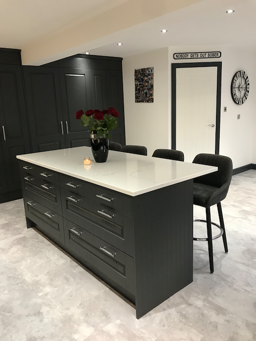 30mm Unistone Carrara Misterio island worktop